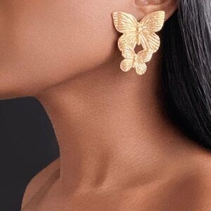 Adina Eden Elegant Butterfly Earrings in 14K Gold-Plate. Brand new!
